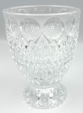 Antique Glass Spooner Thumbprint Diamond Point Pattern Pedestal Spoon Holder picture