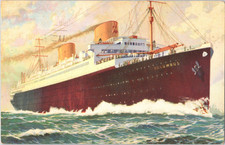 Columbus Ocean Liner Norddeutscher Lloyd Bremen Postcard Cuba Posted 1937 picture