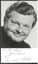 Benny Hill. The Benny Hill Show comic & writer. 3.5x5.5 signed & inscribed photo picture