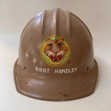 Vintage USAF SSGT Handley Hard Hat NCOIC Power Production Hand Painted Tiger picture