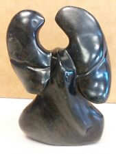 ZIMBABWE African ELEPHANT BUST Serpentine Stone Carved Signed Sculpture RARE picture