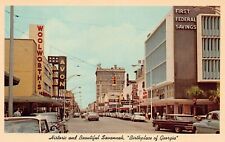 Savannah GA Georgia East Broughton Main Street Downtown 1950s Vtg Postcard Z8 picture