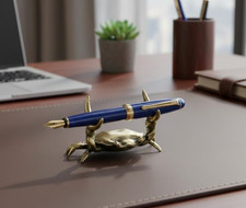 Brass Crab Sculpture Statue Desktop Pen Glass Cutlery Holder Reiki Home Decor picture
