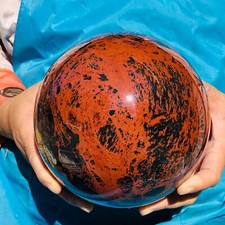 9.92LB Natural mahogany obsidian quartz ball carved crystal sphere reiki healing picture