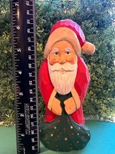 Vtg James Haddon Hand Carved Wood Santa Claus Figurine Folk Art Signed 6