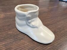 USA Porcelain Ceramic Baby Shoe Boot Planter IVORY WHITE Vtg Rare Antique picture