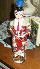 vintage Portugal Alado wine man shaped bottle 11 in. painted picture