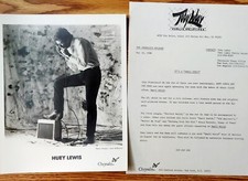 AWESOME 1980's HUEY LEWIS 8x10 Publicity Photo and Chrysalis Press Release 1988 picture