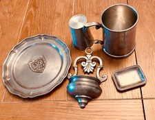 Vintage Lot of 5 Misc. Pewter Pieces.. picture