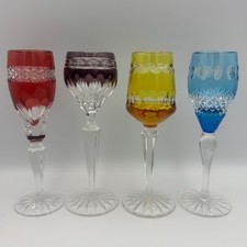 AJKA For DESIGN GUILD Crystal Liqueur Glasses Set of 4 Multicolor Signed Unique picture