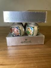 Vintage 1974 Hallmark Raggedy Ann Andy Glass Ball Ornaments Set 4 Box 1.75