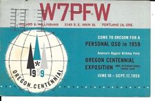 QSL 1959 Portland Oregon State Centennial     radio card picture