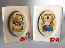 Vintage 1983 Terragraphics Ceramic Picture Frames Lot of 2 Bear First Place Star picture