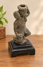 Antique Antimoney Casted & Crafted Man Figurine Origin Europe, Candel holder picture