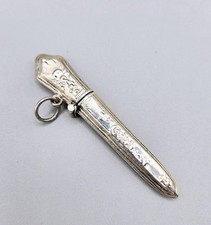 Vintage REO Sterling Silver Floral Needle Case Pendant / Chatelaine Etui #1 picture