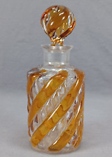French Saint Louis Amber & Clear Serpentine Swirl Perfume Cologne Bottle C. 1900 picture
