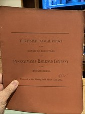 1883 vintage PENNSYLVANIA RAILROAD COMPANY ANNUAL REPORT 36th year PRR picture