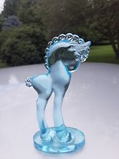 vtg sky/aqua blue glass mosser 5.5 in standing pony/horse figurine picture