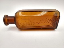 VINTAGE EMBOSSED CABOT'S LYLPHO NATHOL APOTHECARY BROWN MEDICINE BOTTLE 1800s picture