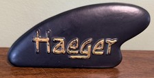 Vintage Royal Haeger Black Ceramic Logo Display Sign Store Counter Dealer Plaque picture