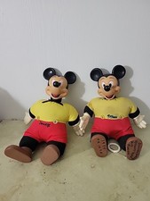 2 Vtg 1972-1976 Disney Mickey Mouse Pull String Talking Doll Horseman WORKS picture