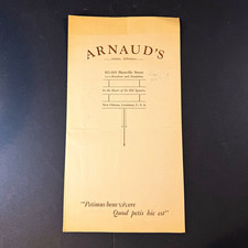 Vtg Late 1940s ARNAUD'S Restaurant Menu New Orleans French Quarter Creole Paper picture