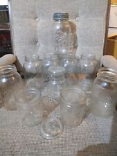 Bundle Lot Of Ten Vintage Mason Jars Lightening Jars Milk Lead Lid picture