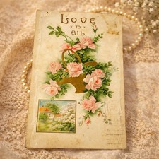 Antique Embossed Love To All Roses Basket Postcard 1911 Germany Cottage  picture