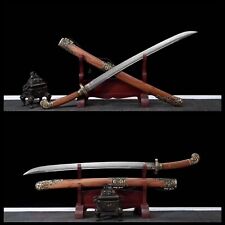 Chinese Qing Dynasty DAO spiral grain damascus steel sword Rosewood handle  picture