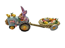 Wee Forest Folk Retired Artist OAK Easter Bunny Tractor and Easter Basket Wagon picture