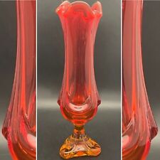 Viking Glass Epic Drape Amberina Swung Bud Vase 1956-1975 Made in USA 12.5