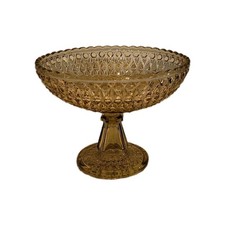 ArtDeco Central Glass Works Canary Yellow Pedestal Console Footed Bowl 775 Rare picture