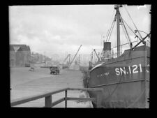 Trawler SN121 Delphin Aberdeen Harbour Scotland c1900s Large Glass Negative #79 picture