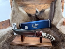 Sam Colt Hunter Knife Vintage Stag Handle With  Leather Sheath Mint In Box C1 picture