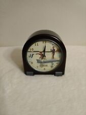 1990's Fossil Fisherman Theme Wood Mantle Clock Limited Edition 5