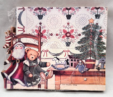 Vintage Nita Showers Art Victorian Christmas Gifts Santa Teddy Doll Wooden Block picture