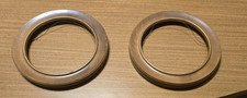 VINTAGE BARD'S ROUND WOOD PLATE HOLDER HANGER BROWN/GOLD- WALNUT FIT 8 IN. PLATE picture