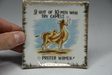 Vintage 1950's Risque Joke Ashtray MCM Men Who Try Camels Prefer Women Dish picture