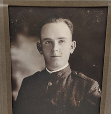 WWI Era Soldier Mounted Photo Military Portrait PETER AFTER WAR Waterloo IA picture