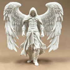 White sand texture resin winged hooded warrior figurine angel man statue picture
