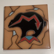 Mag Mor Studio ‘Native Bear’ Southwest Ceramic Art 4” Tile Wall Decor Hot Plate picture