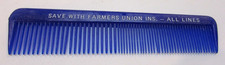 Old 1950s Farmers Union Insurance Advertising Promo Vintage Blue Plastic Comb picture