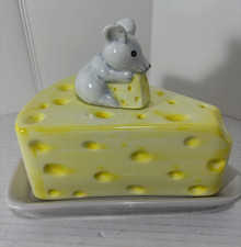 Vintage Ceramic Cheese Yellow And White Dish picture