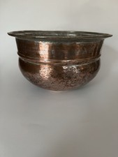 Vintage Rustic Hammered Medium Copper Caldron Pot picture