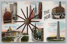 Boston Landmarks Postcard 1908 Old State House Faneuil Hall Vintage picture