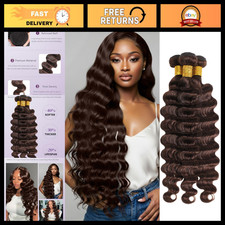 Chocolate Brown Loose Deep Wave 3 Bundles Human Hair 18 20 22 Inch, 12A 100% Bra picture