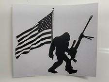 Bigfoot Sasquatch 50 Caliber American Flag durable sticker 4