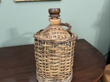 Smith & Co,Wicker Basket Brown Glass 14 in High Made in England   picture