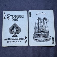 1915 USPCC Steamboat 999 Playing Cards 52 + 2 Jokers Snowflake Back - No Box picture