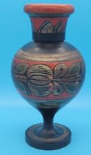 Handpainted Wood Vase Made In Soviet Union USSR Russian Antique Florals 7